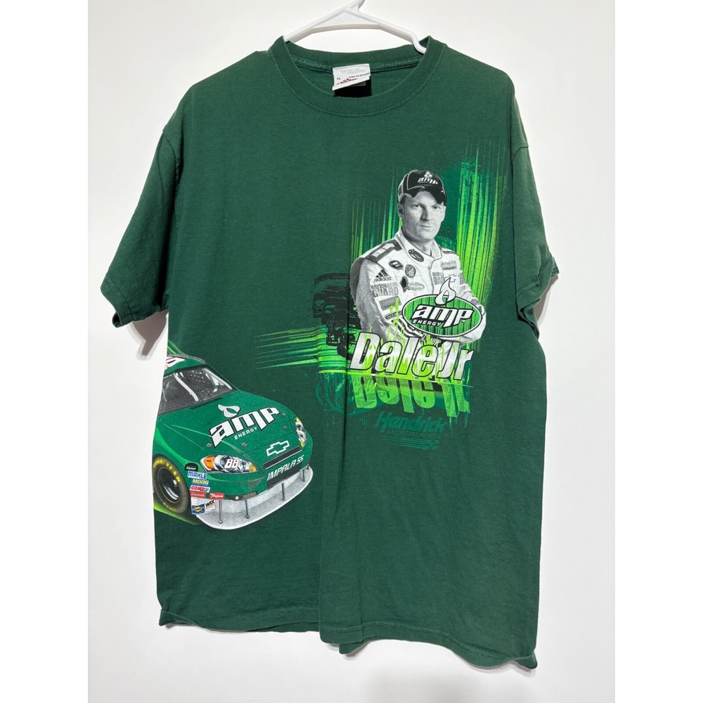 Winners Circle Mens XL Green Short Sleeve AMP Energy Dale Jr Shirt Some Fading